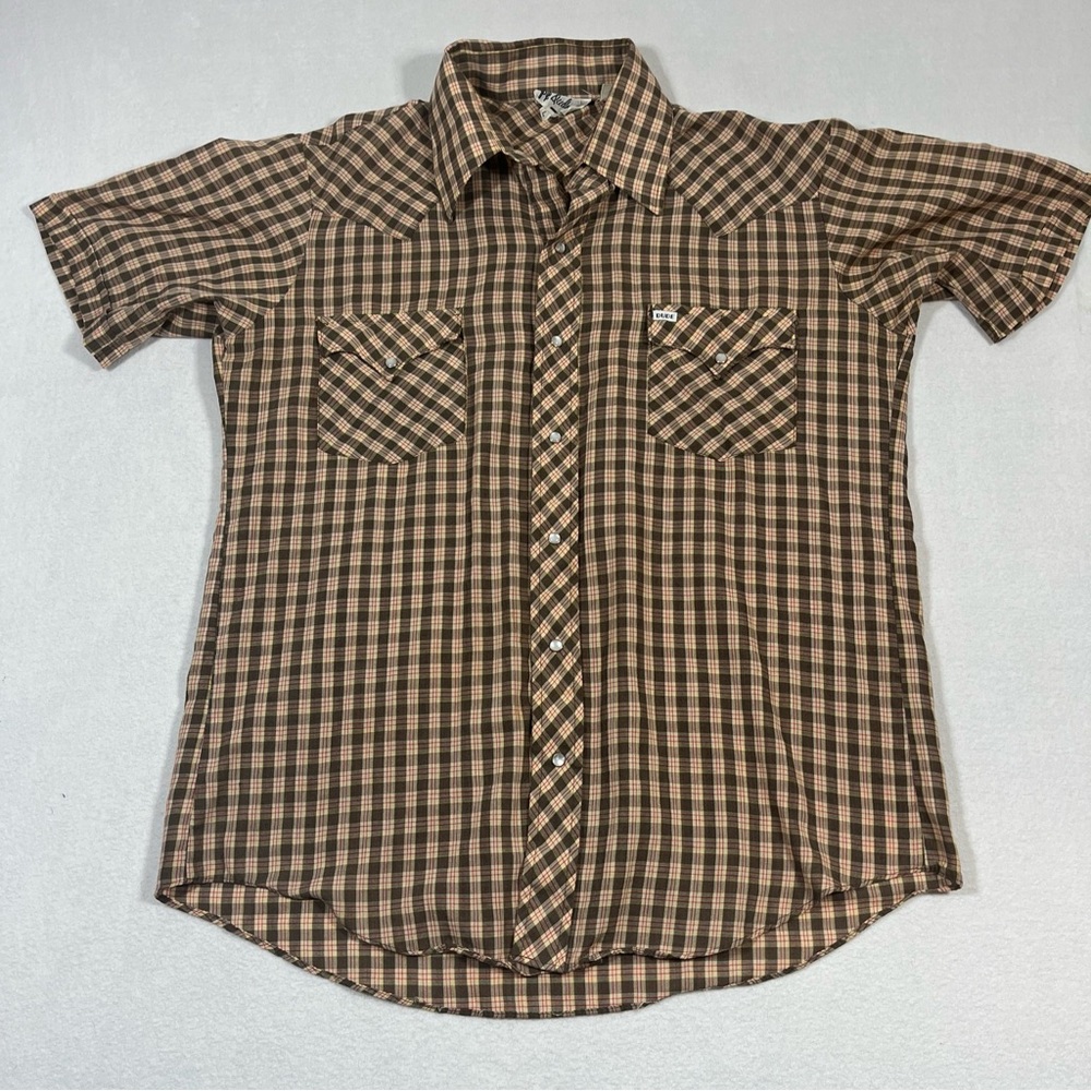 Vintage Dude Pearl Snap Western Shirt Colorful‎ Plaid Men’s L Cowboy Rodeo